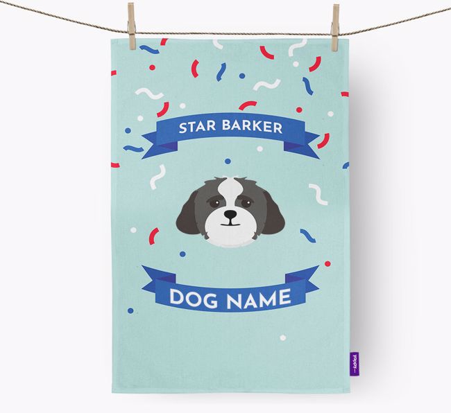 Personalised 'Star Barker' Tea Towel with {breedFullName} Icon